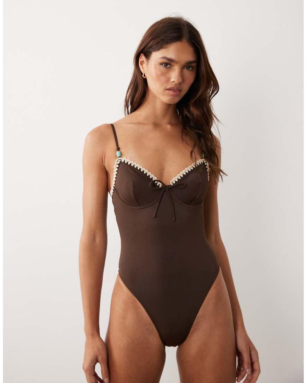 ASOS Brown Whitney Whip Underwired Swimsuit