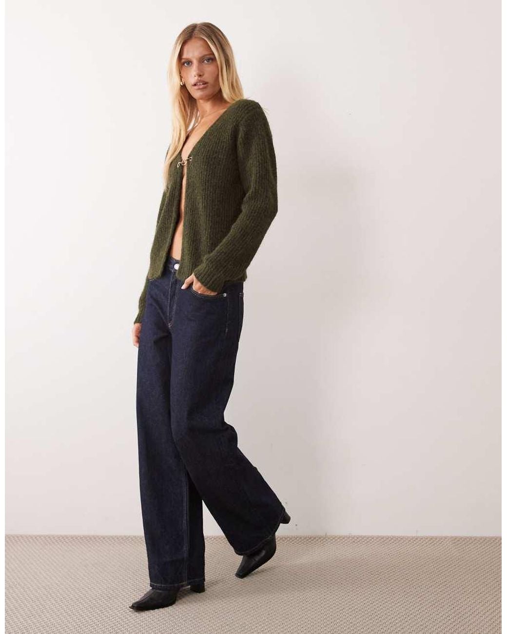 Vila Gray Fastening Soft Rib Knitted Jumper