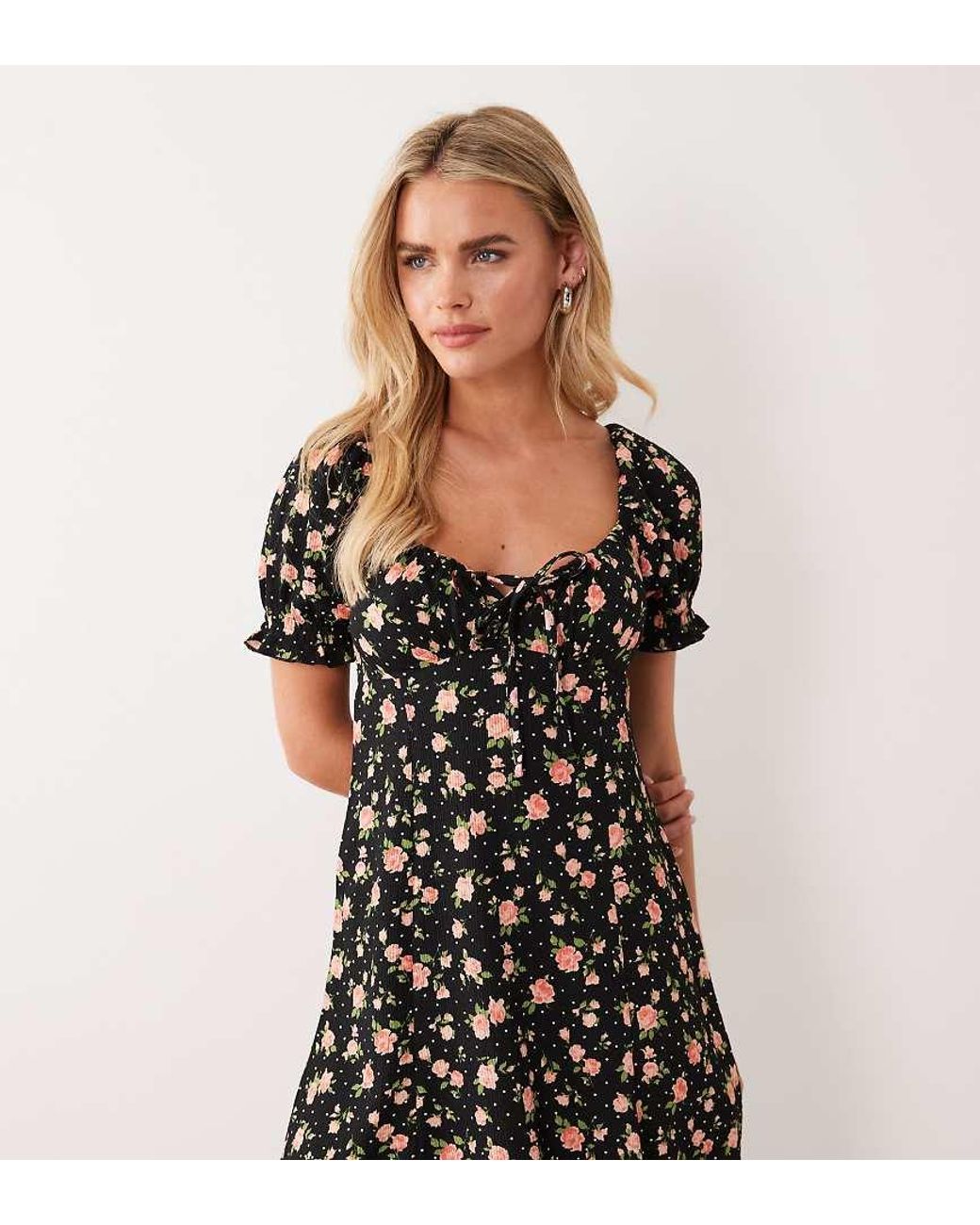 New Look Black Ditsy Floral Mini Dress