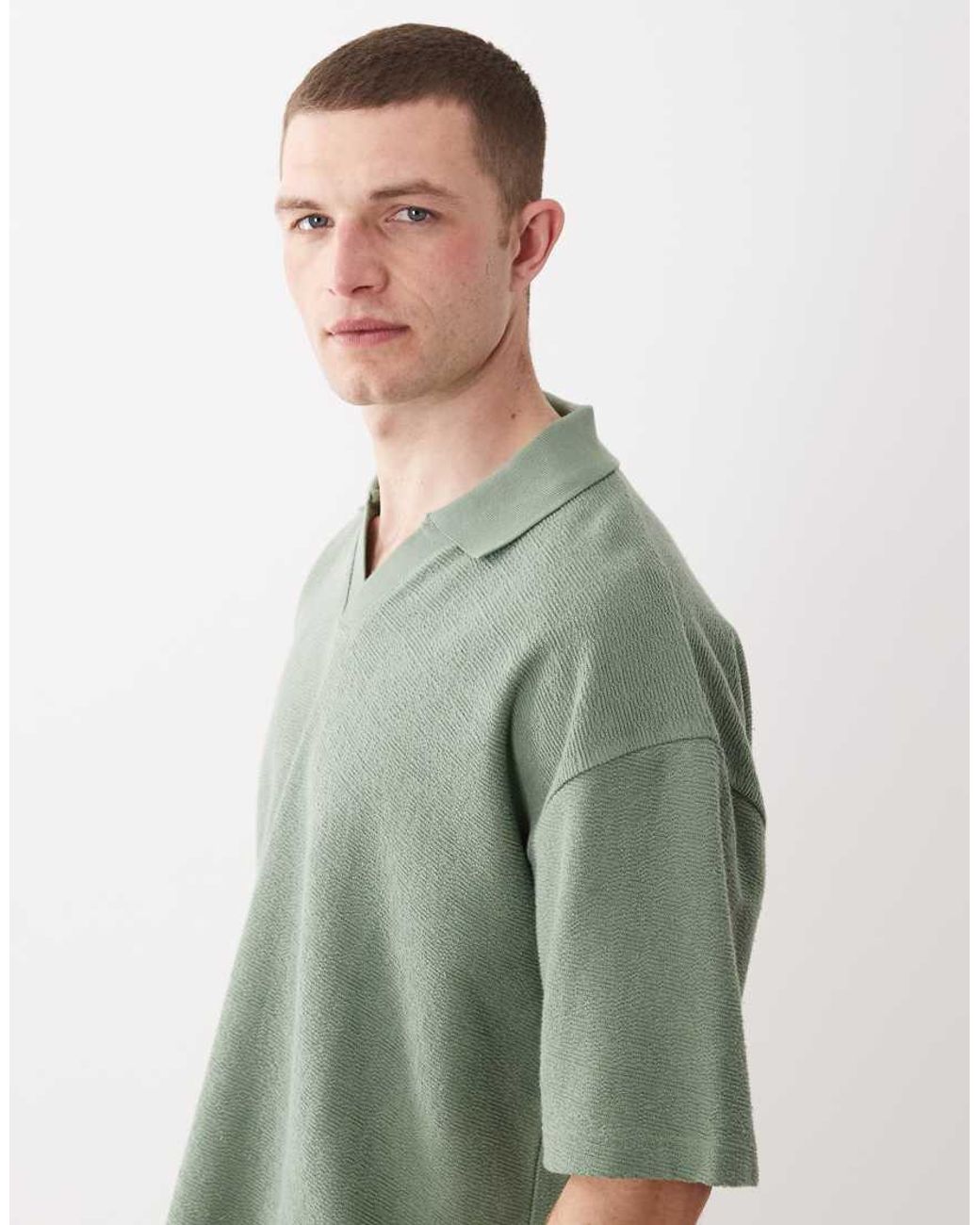 ASOS Green Super Heavyweight Boxy Oversized Polo for men