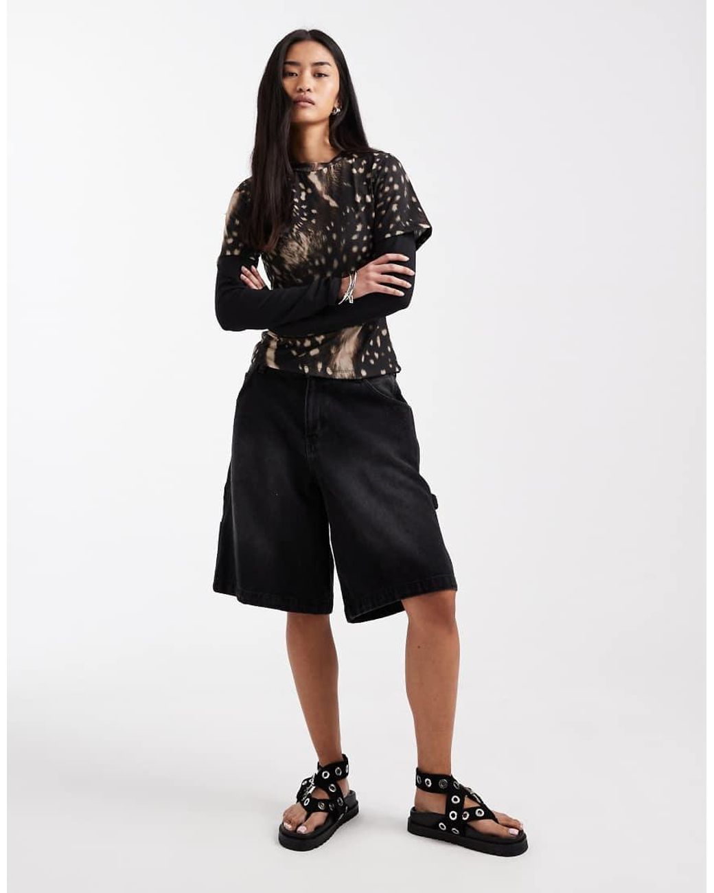 ASOS Black Double Layer Long Sleeve Top-multi