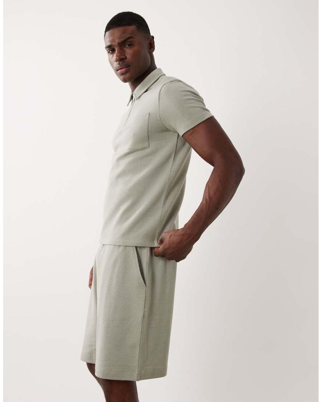 New Look Natural Textured Pull On Shorts for men