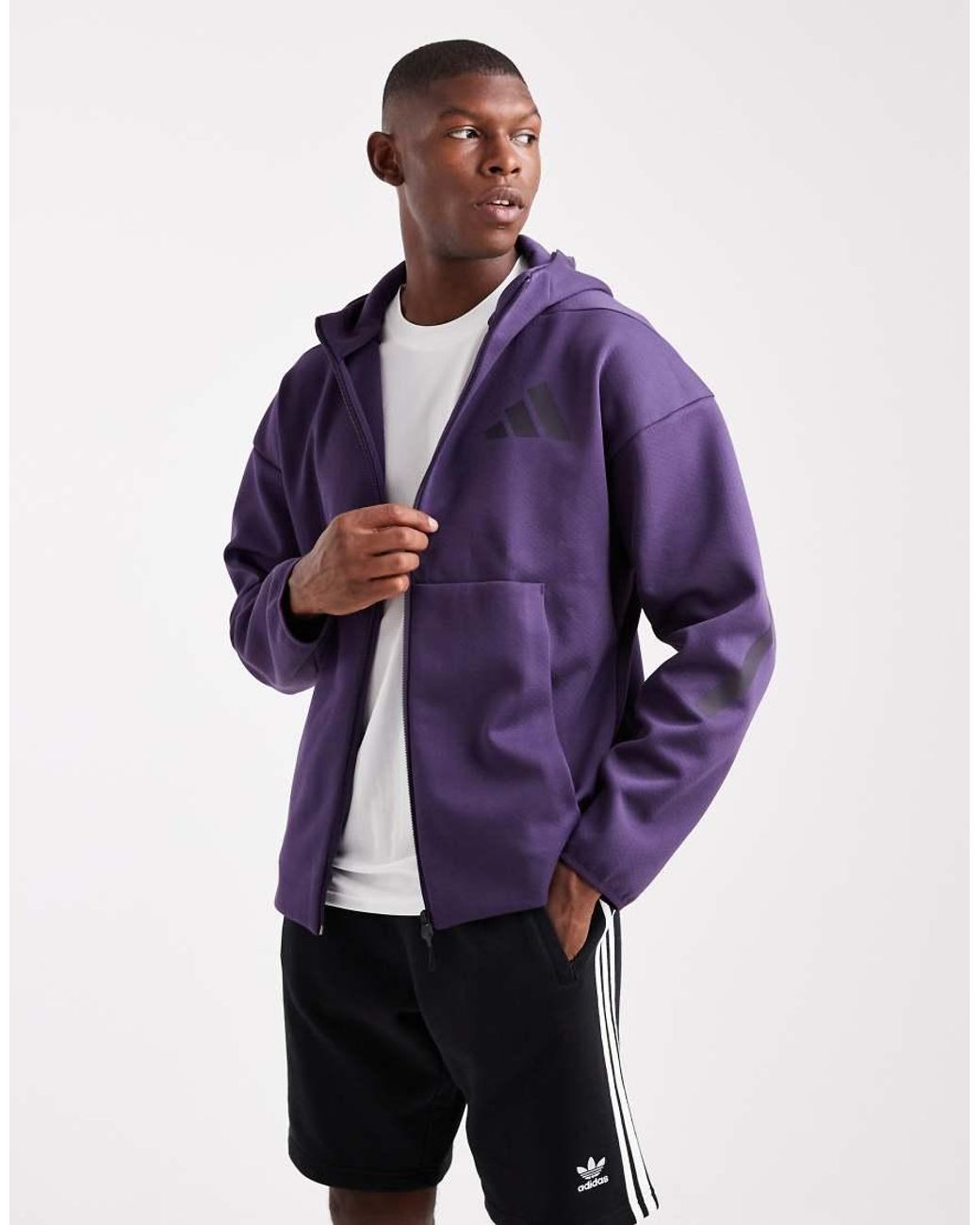 adidas Originals Z.N.E. Full-Zip Hooded Track Jacket in Purple for