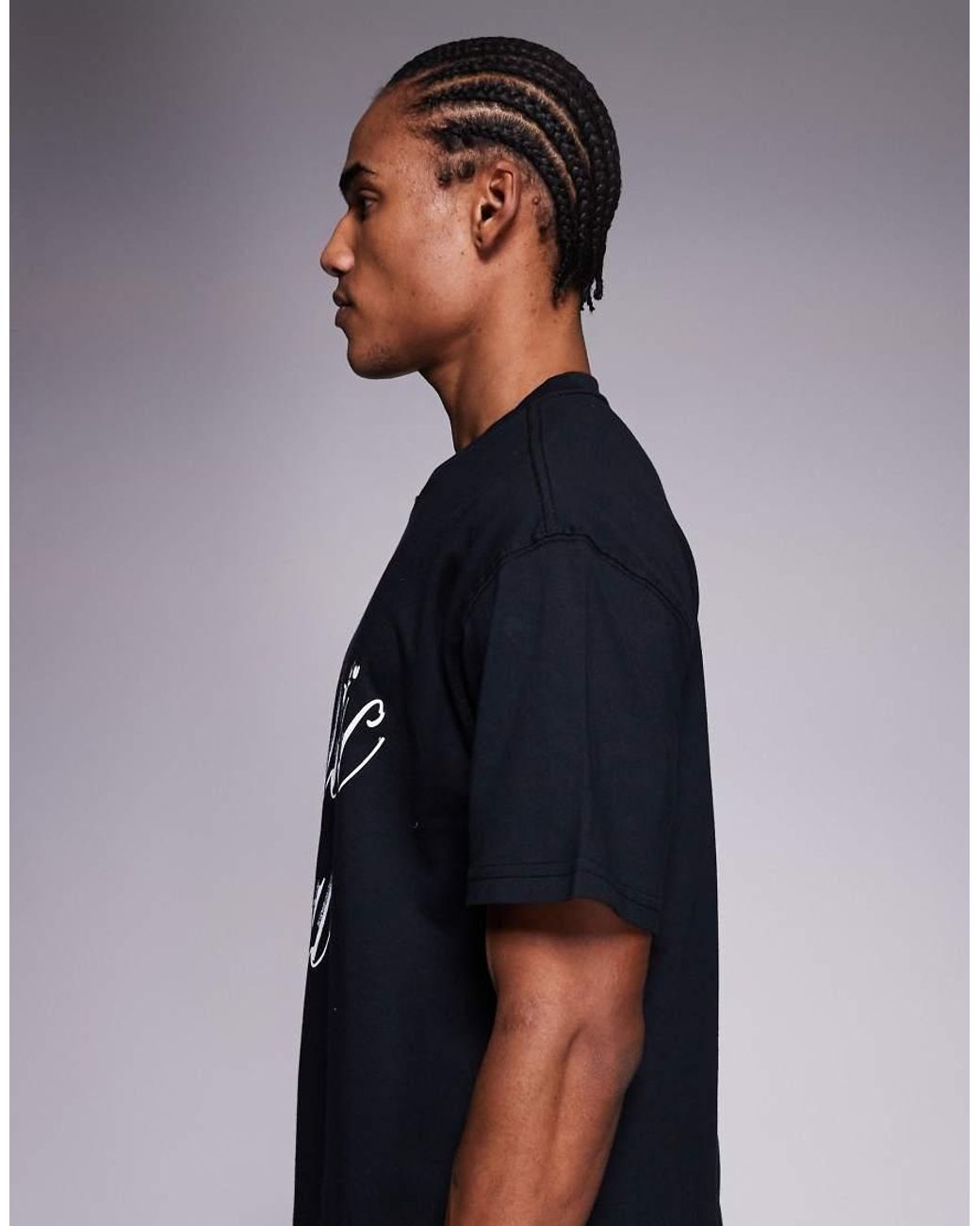 Nike Gray Athletic Club Script Graphic Logo T-shirt for men