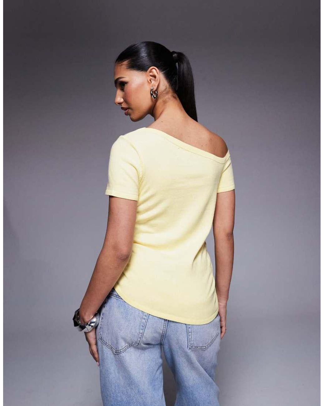 ASOS Gebreide Asymmetrische Top Met Structuur in het Blue