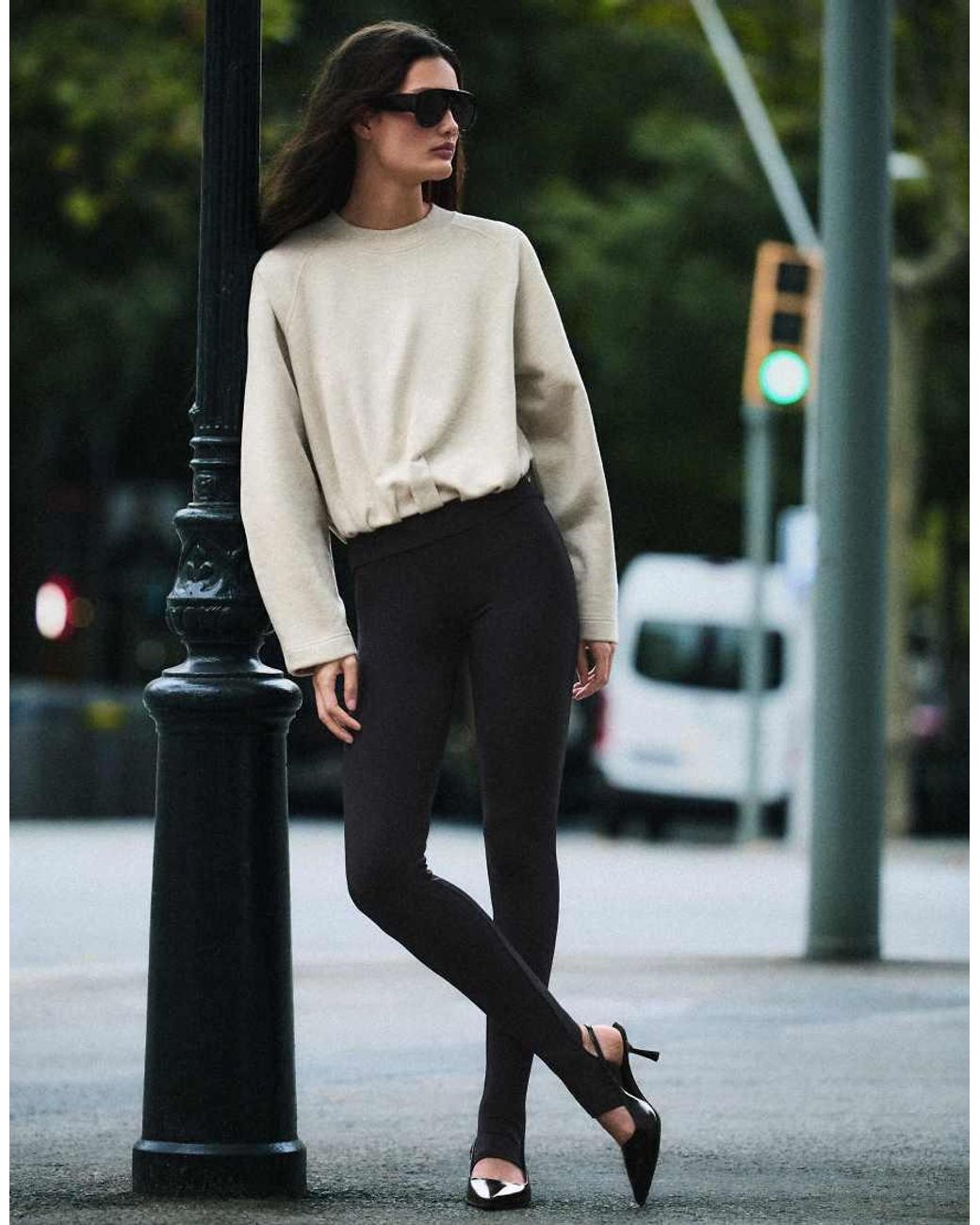 Bershka Black Round Neck Sweatshirt With Gathered Hem