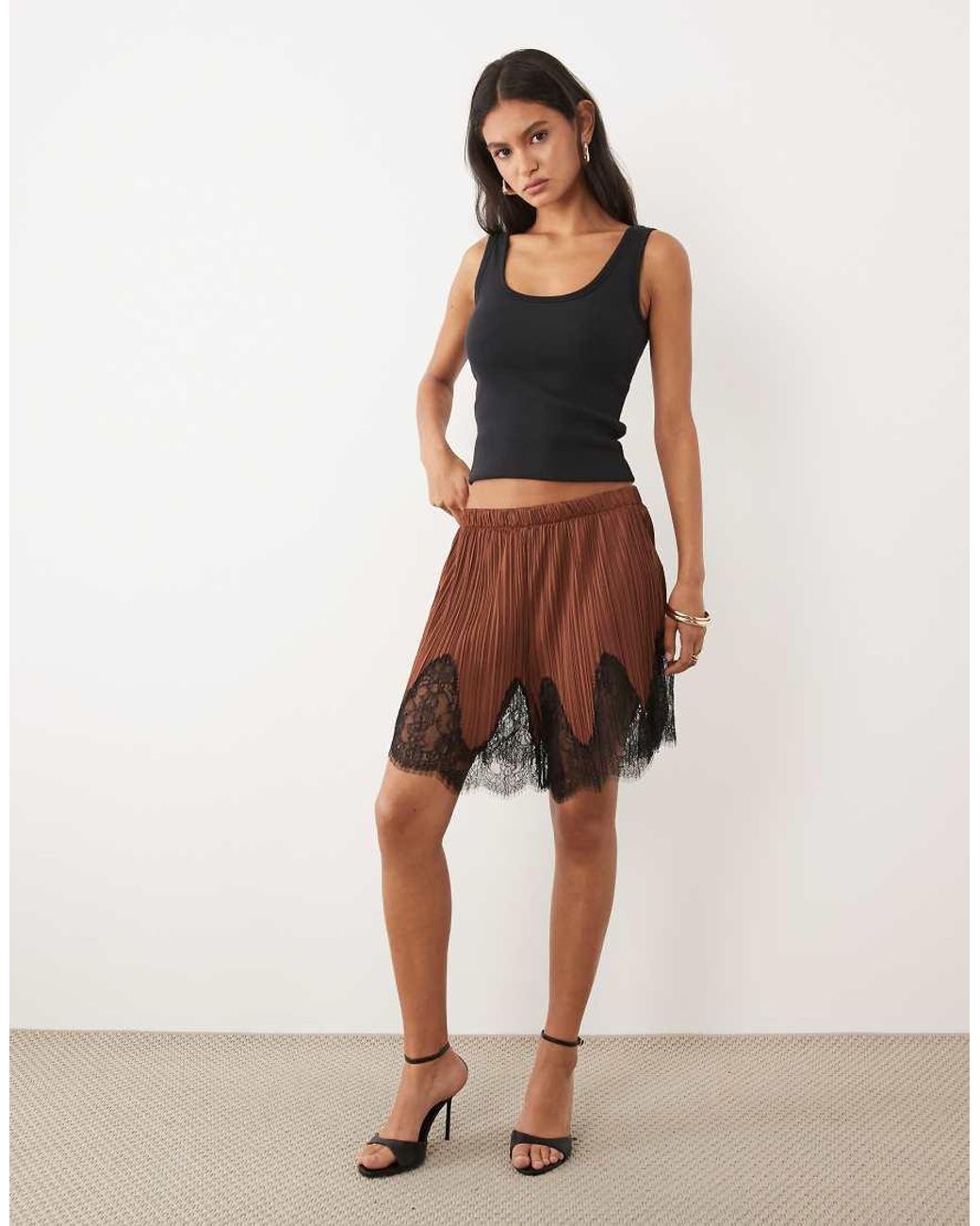 ASOS Brown Mix & Match Plisse Shorts