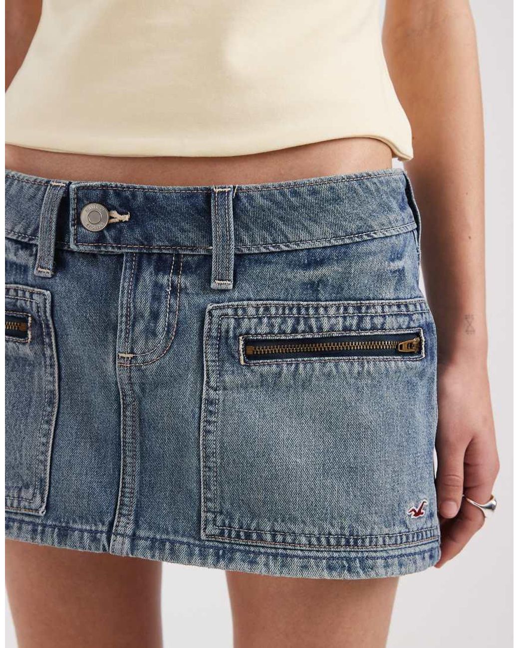 Hollister Blue Micro Mini Denim Skort