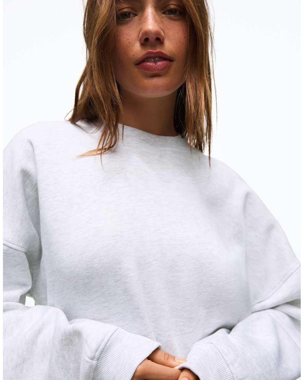 Bershka Gray Round Neck Sweatshirt
