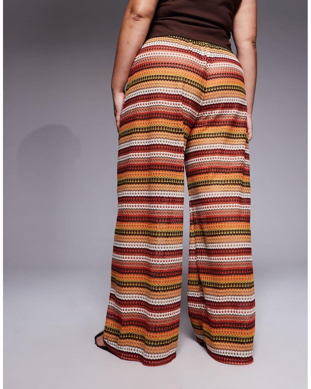 South Beach Red Wide Leg Crochet Pants