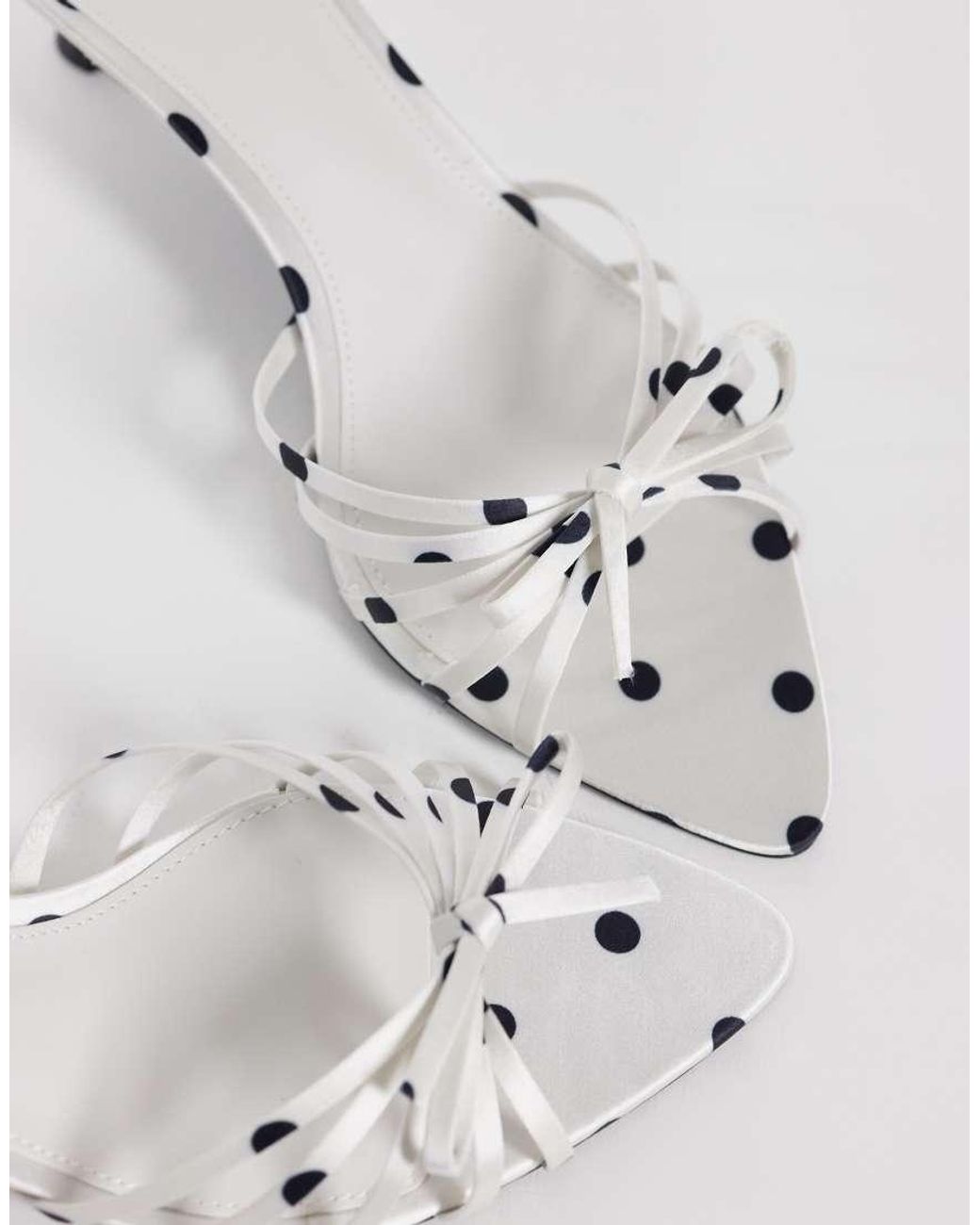 Mango White Bow Detail Heeled Sandals