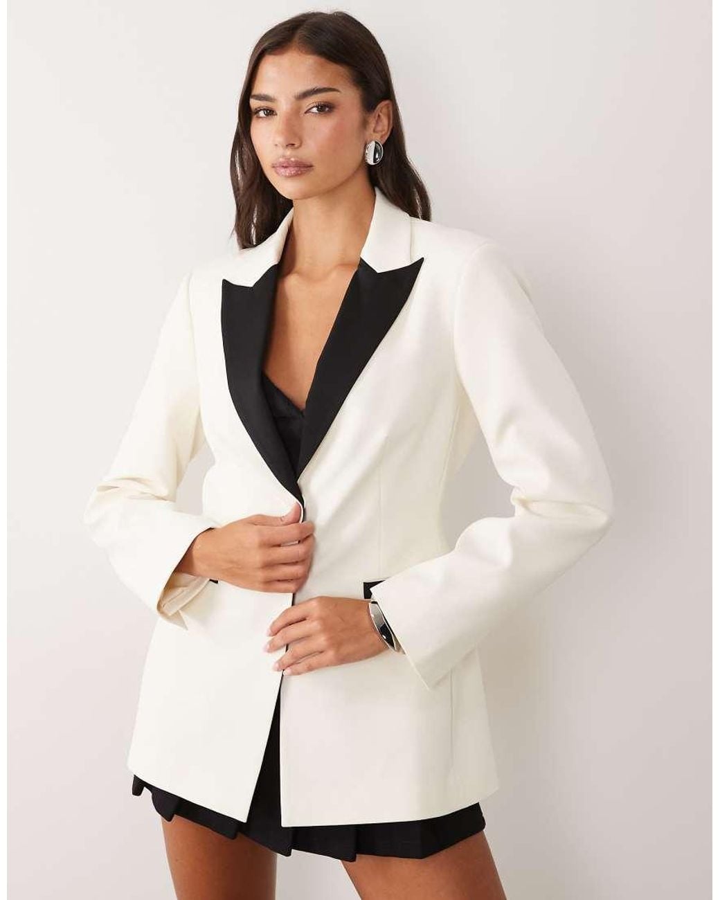 ASOS Natural Tailored Moulded Hip Tux Blazer