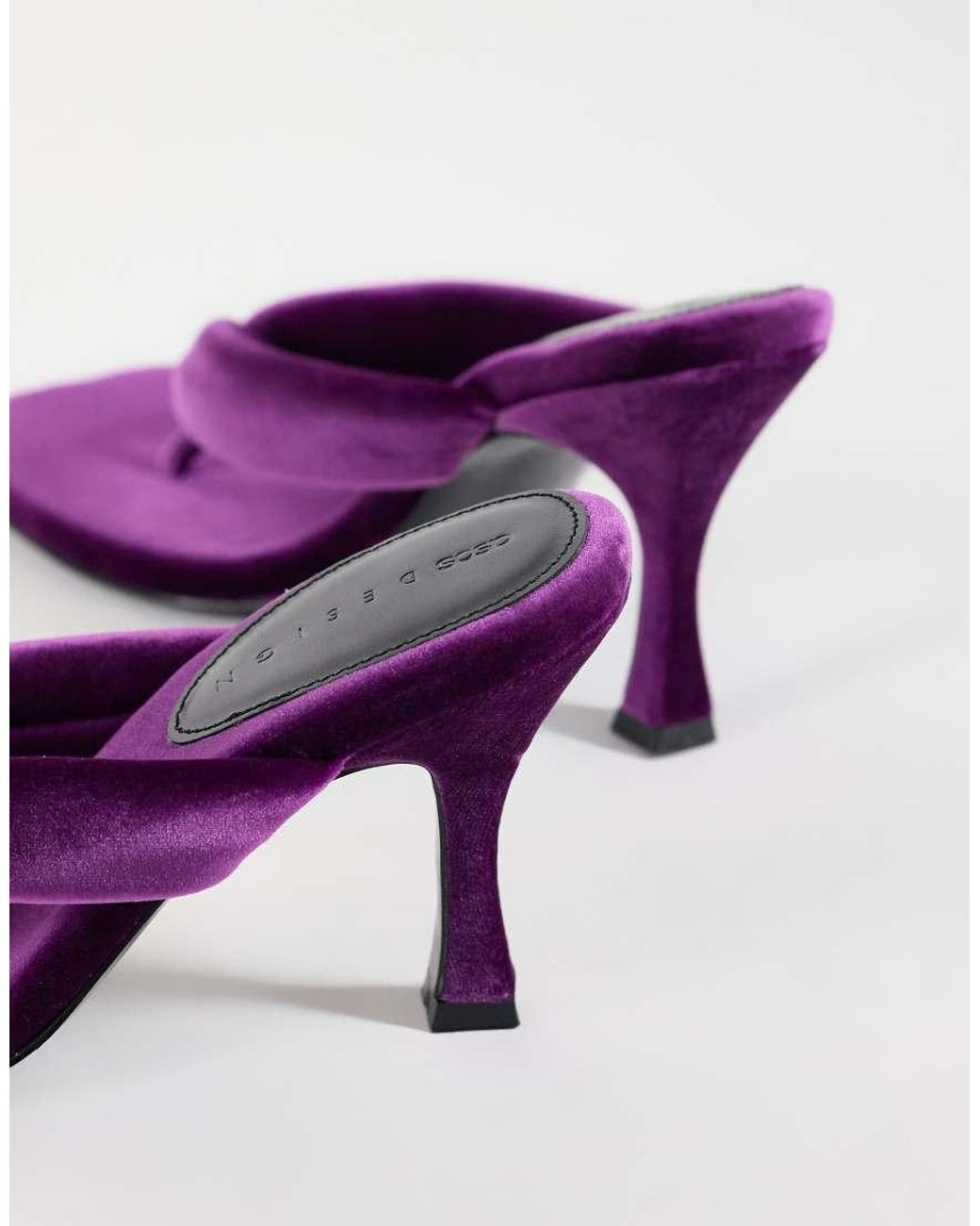 ASOS Purple Huddle Padded Toe Thong Heeled Sandals