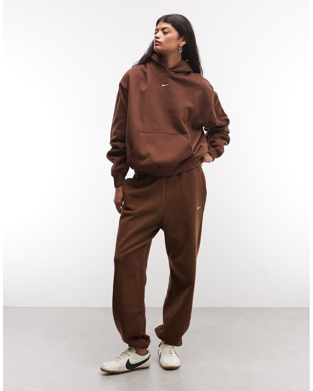 Nike Brown Studio Fleece Mid-weight Oversized Hoodie