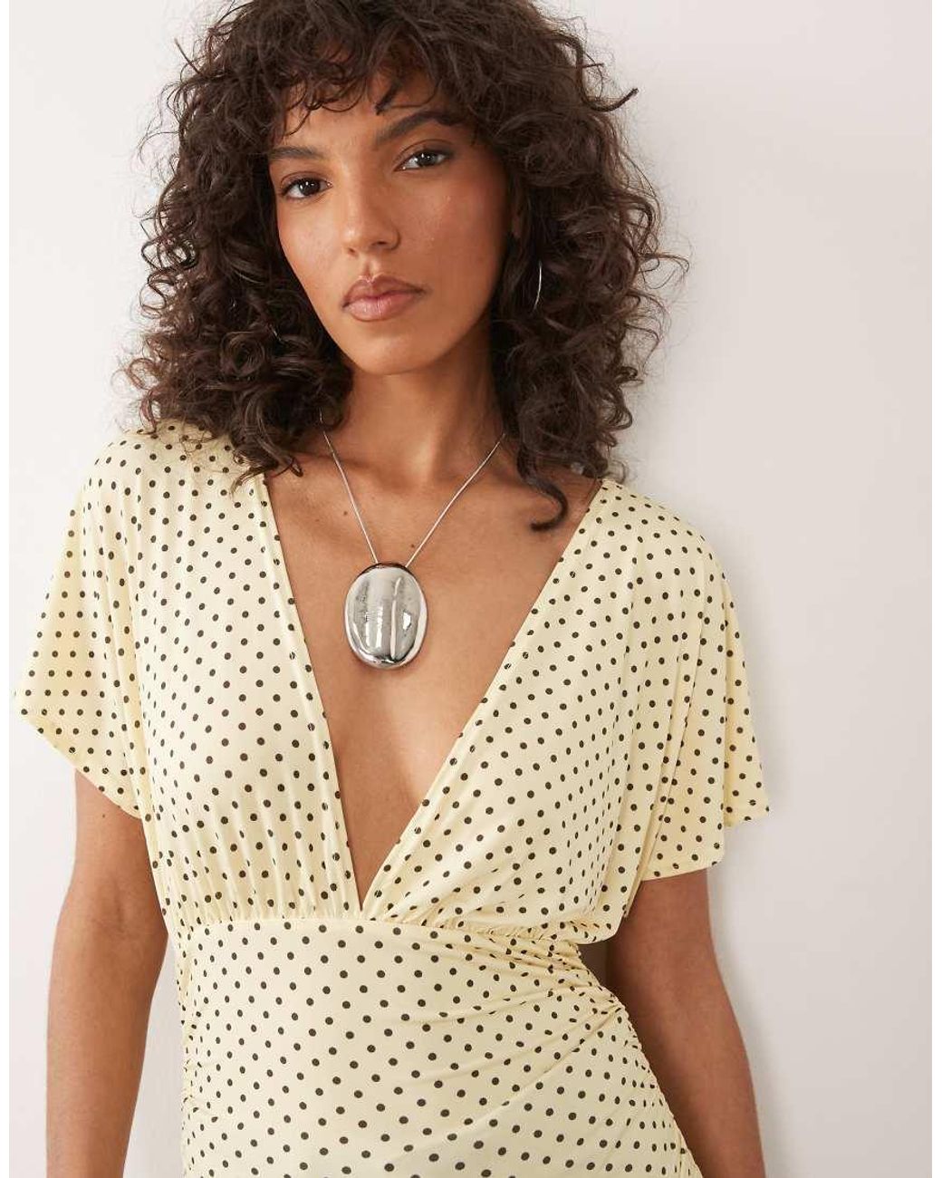 Miss Selfridge Brown V-Neck Top