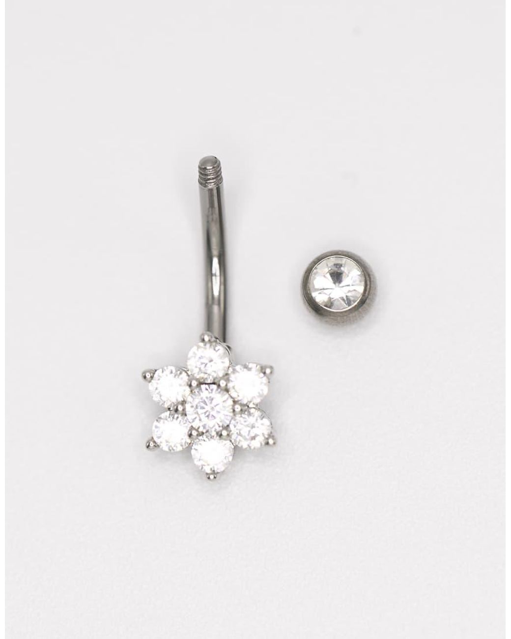 Lovisa White Titanium Diamante Flower Belly Bar