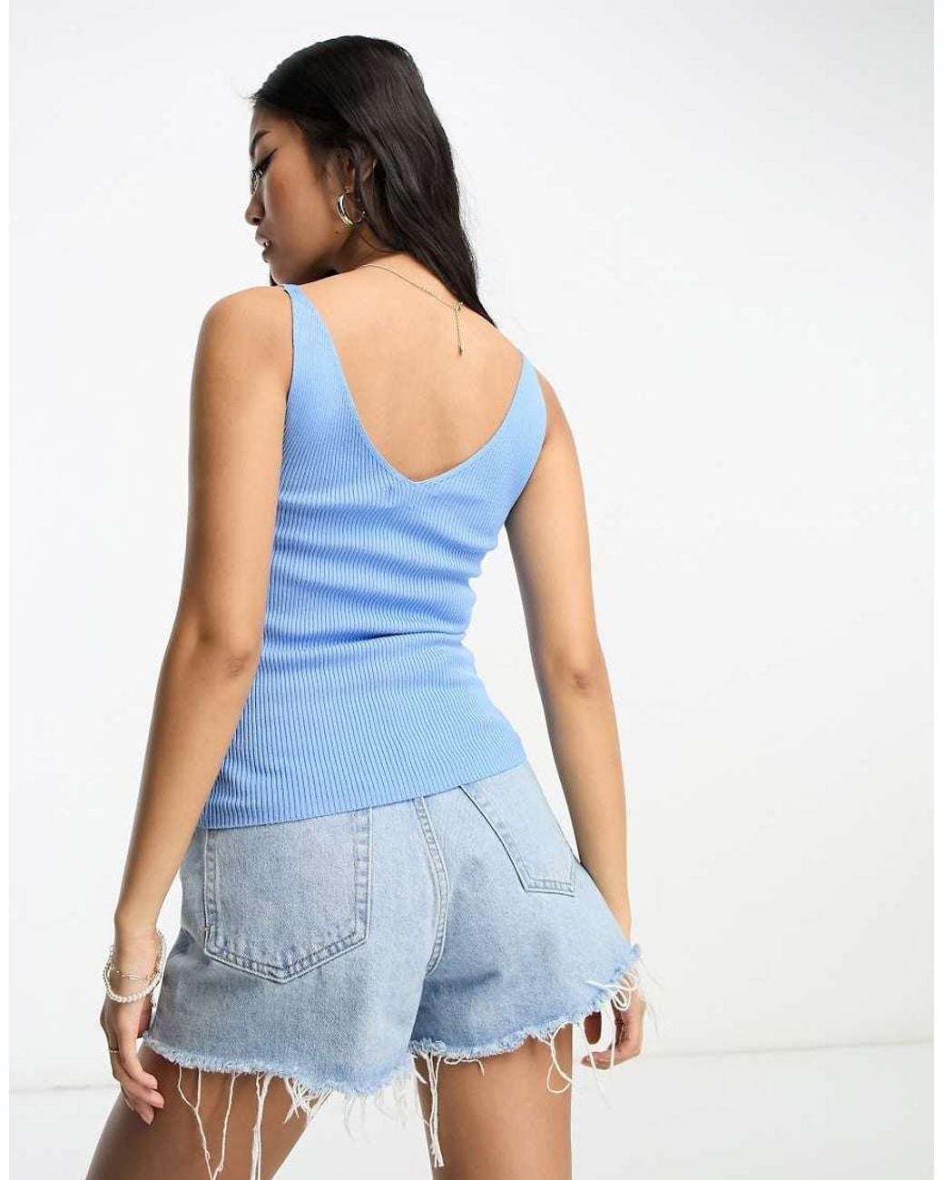 Jdy Blue V Neck Knitted Vest Top