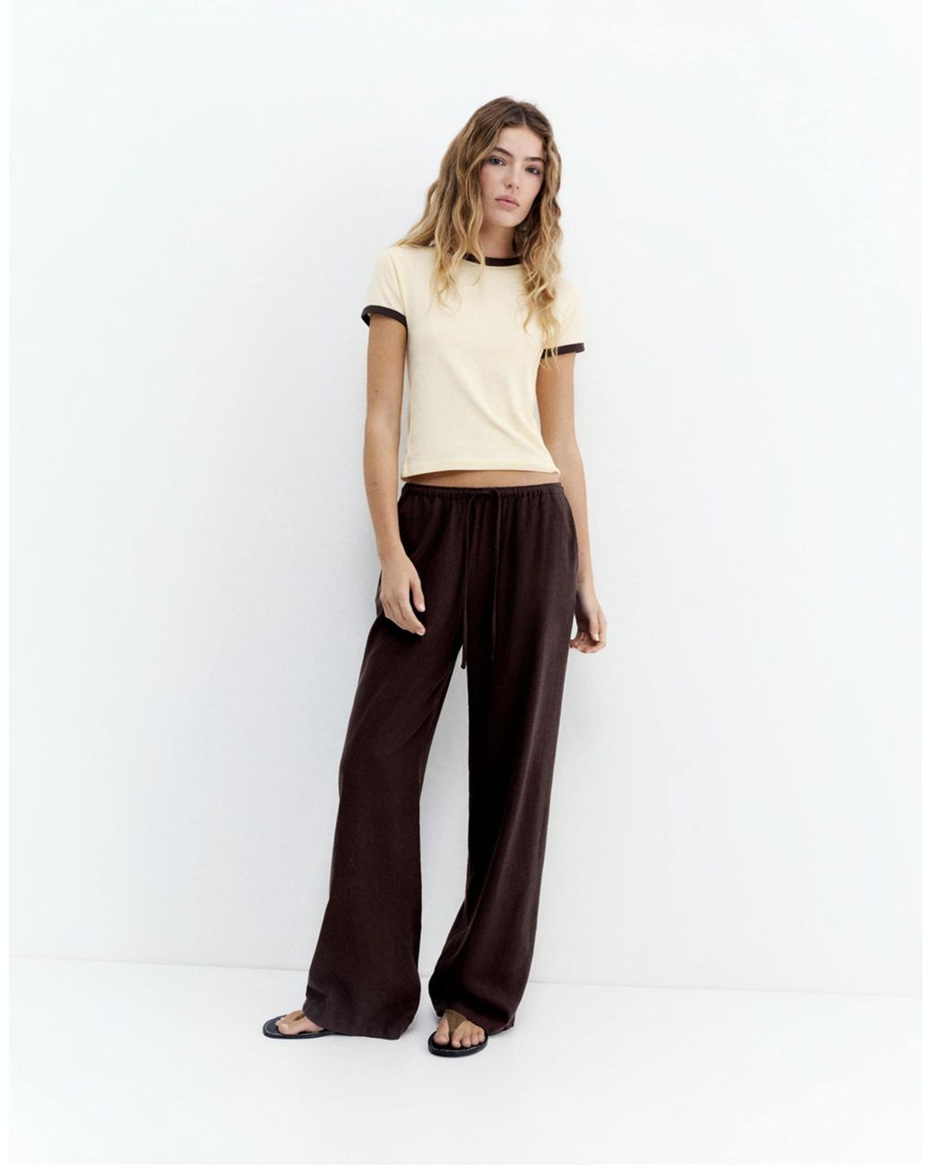 Pull&Bear Brown – hose aus leinenmix