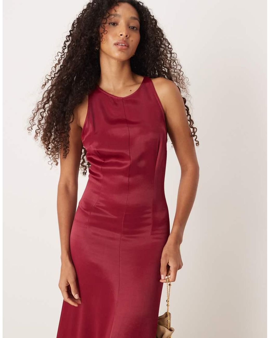 ASOS Red Racer Satin Maxi Dress