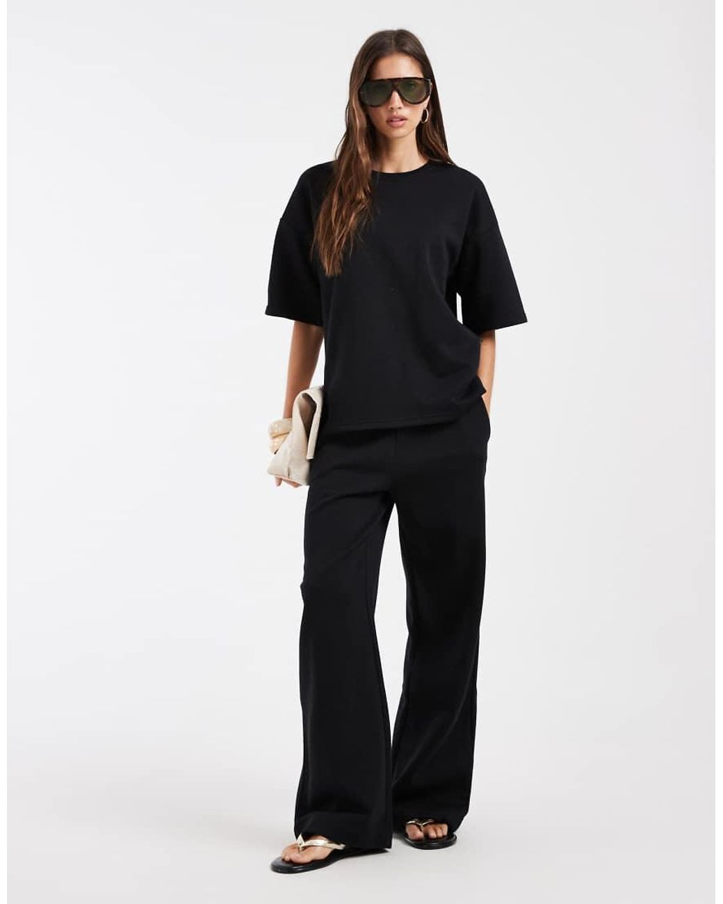 Vero Moda Black Oversized Sweat T-Shirt Co-Ord