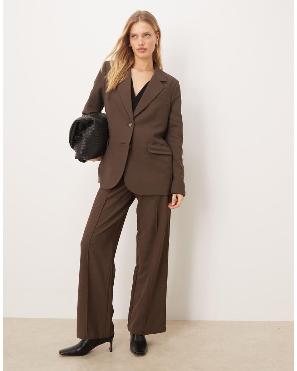 Y.A.S Brown Oversized Blazer With Tortoise Shell Button Detail Co-ord