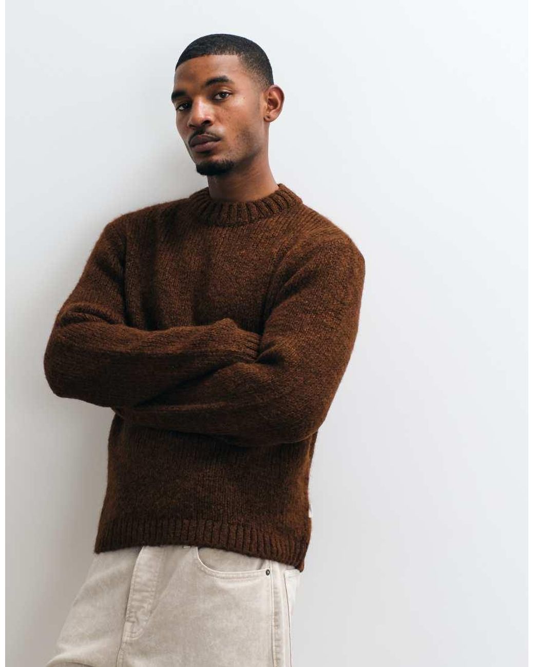 Jack & Jones Brown Oversized Knit Jumper for men