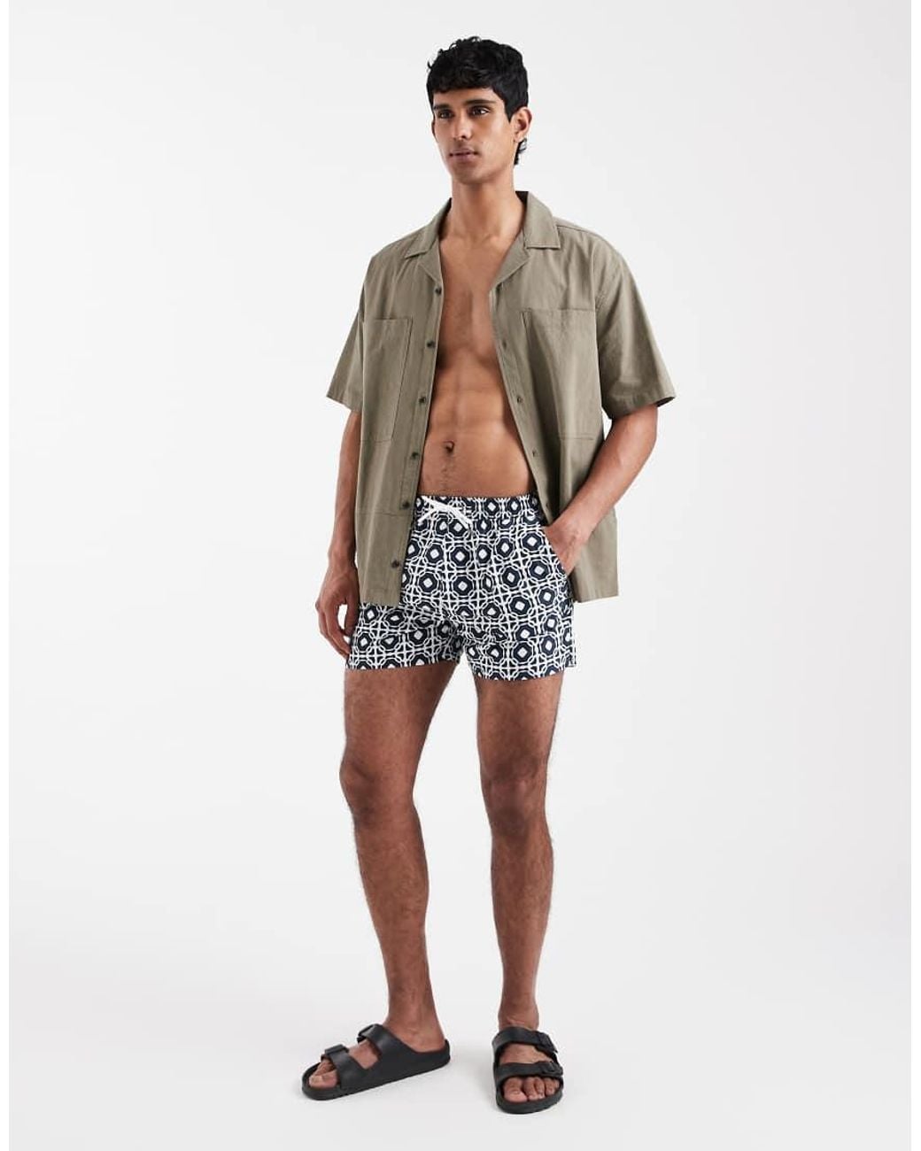 Aray Gray Geo Print Swimshort for men