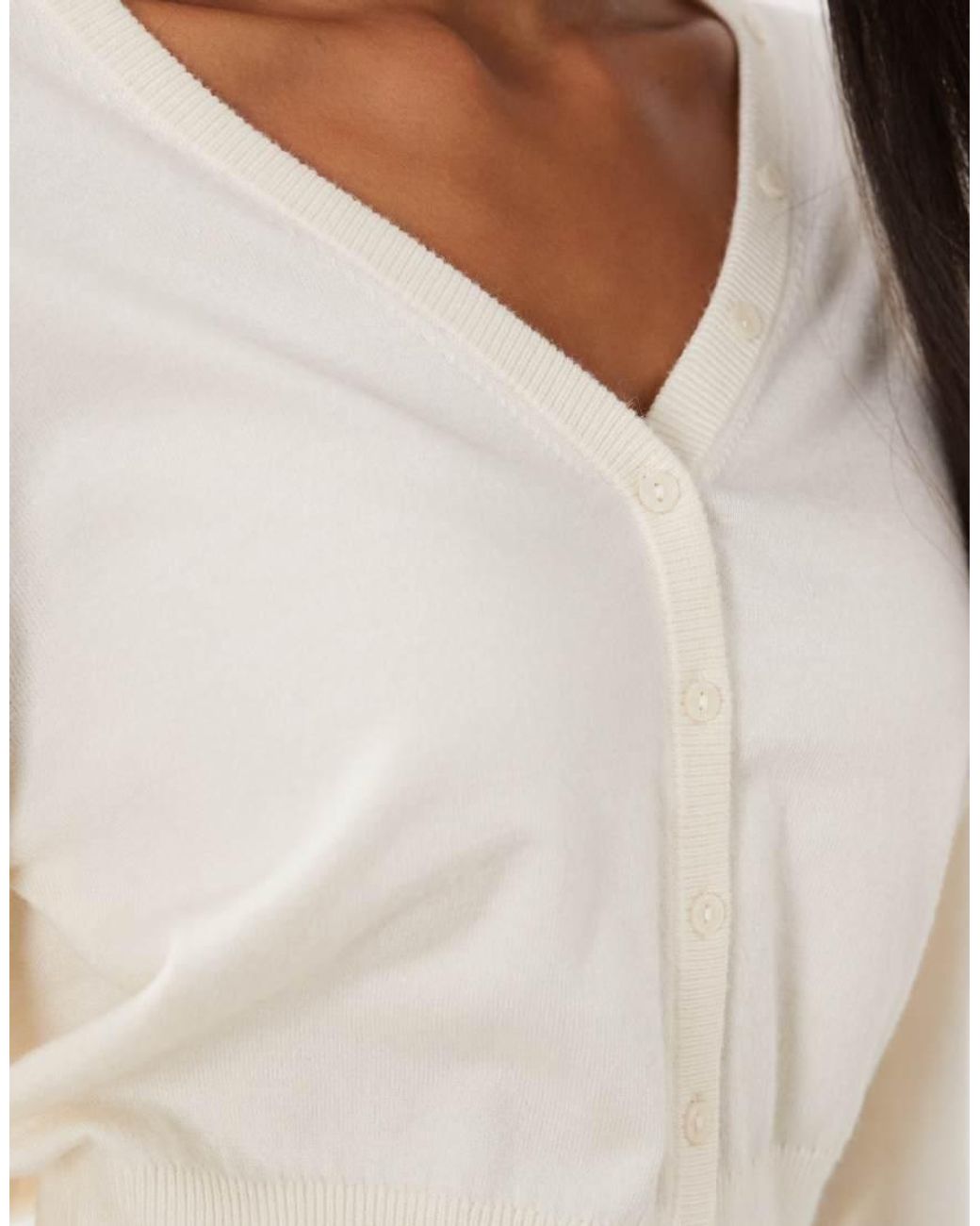 Gina Tricot Natural Cinched Waist Fitted Cardigan