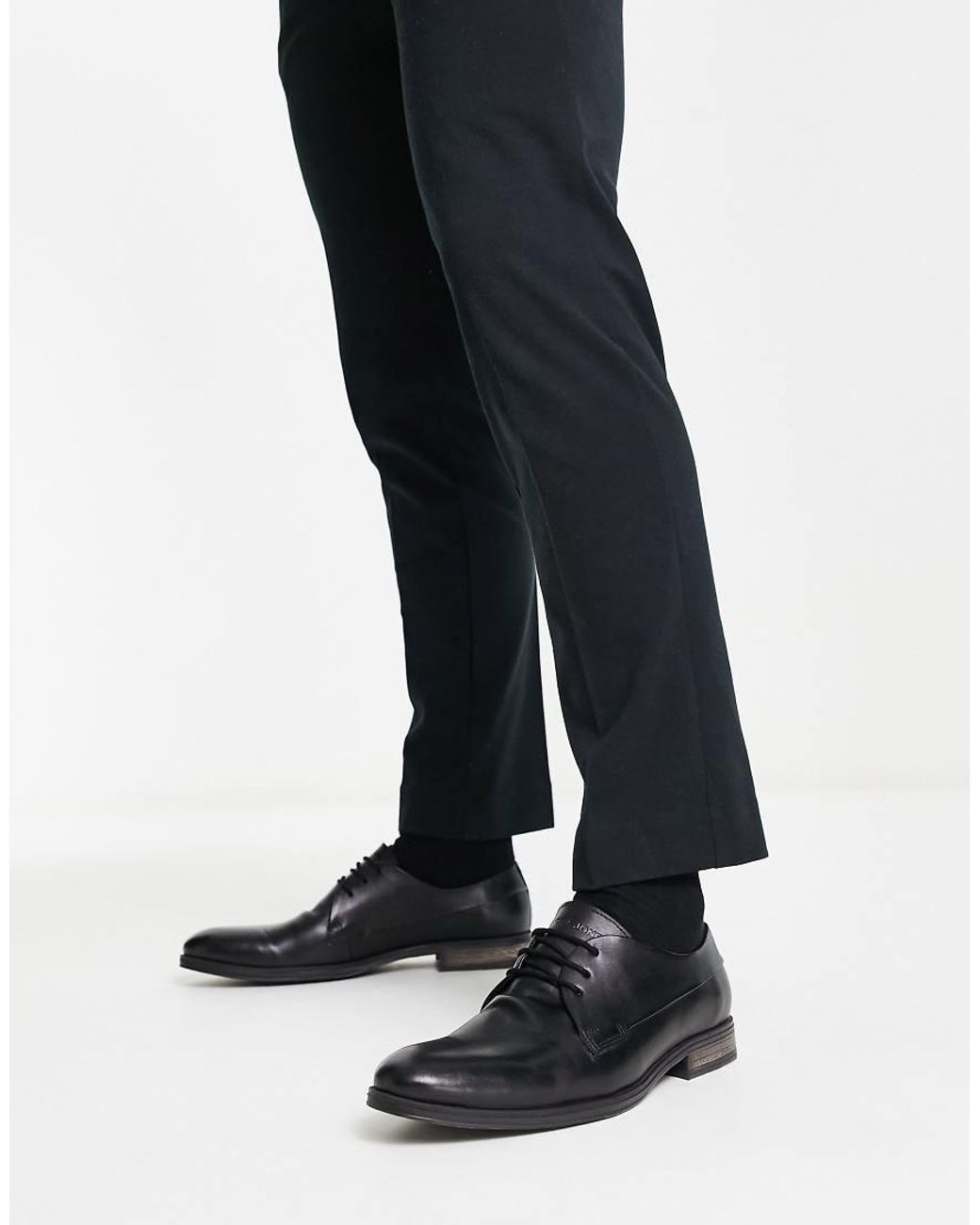 Jack & Jones Black Leather Derby Shoe for men