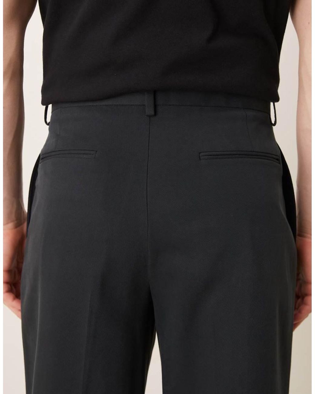 ASOS Black Smart Pleated Wide Leg Pants for men
