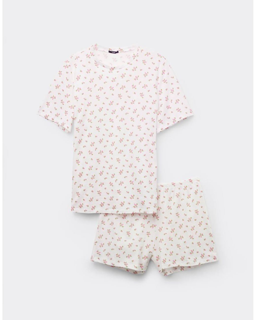 Tezenis White Short Pyjamas Small Flowers