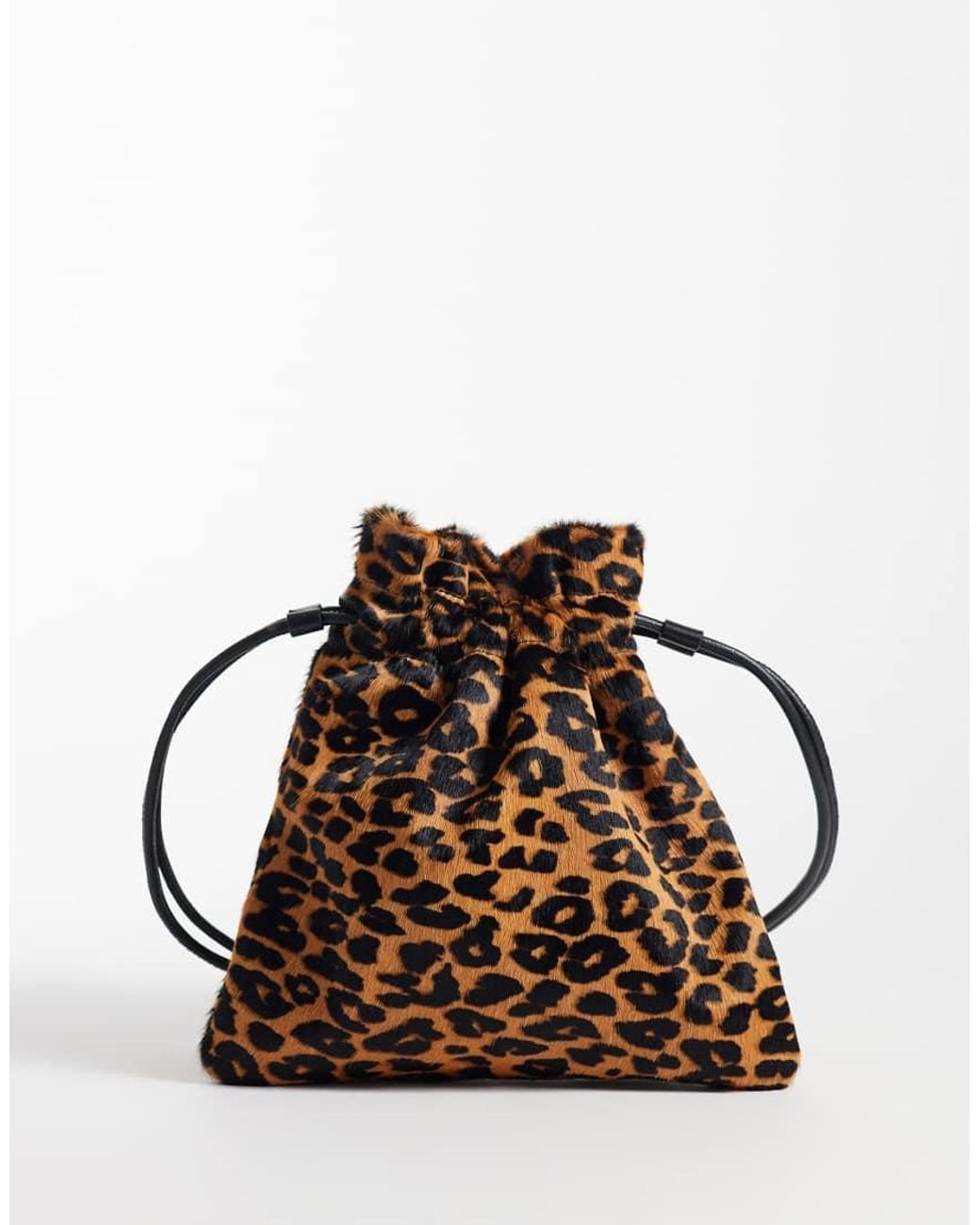 ASOS Brown Hair On Leather Pouch Grab Bag
