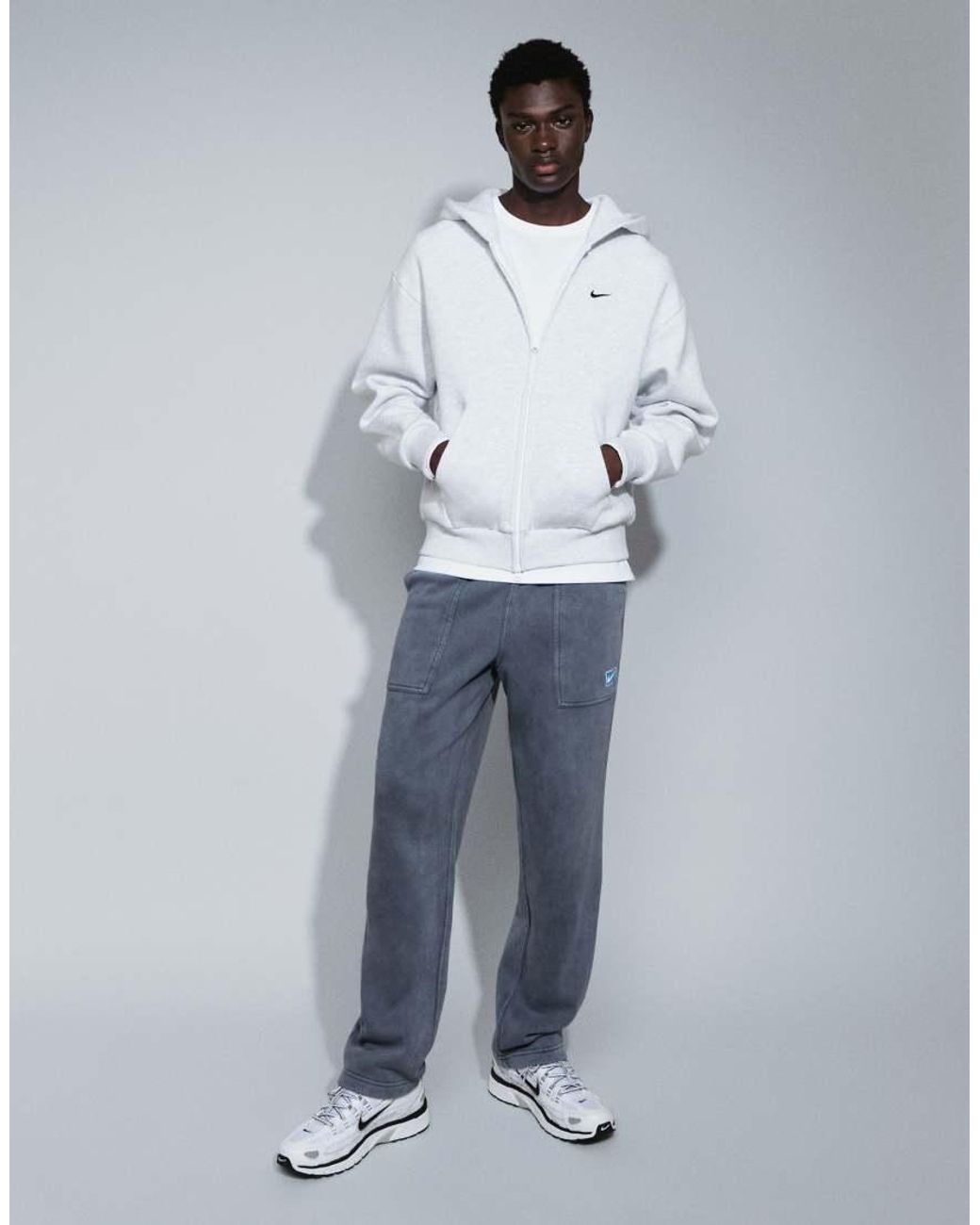 Nike Blue Solo Fleece Oversized Double Zip Fleece Hoodie for men