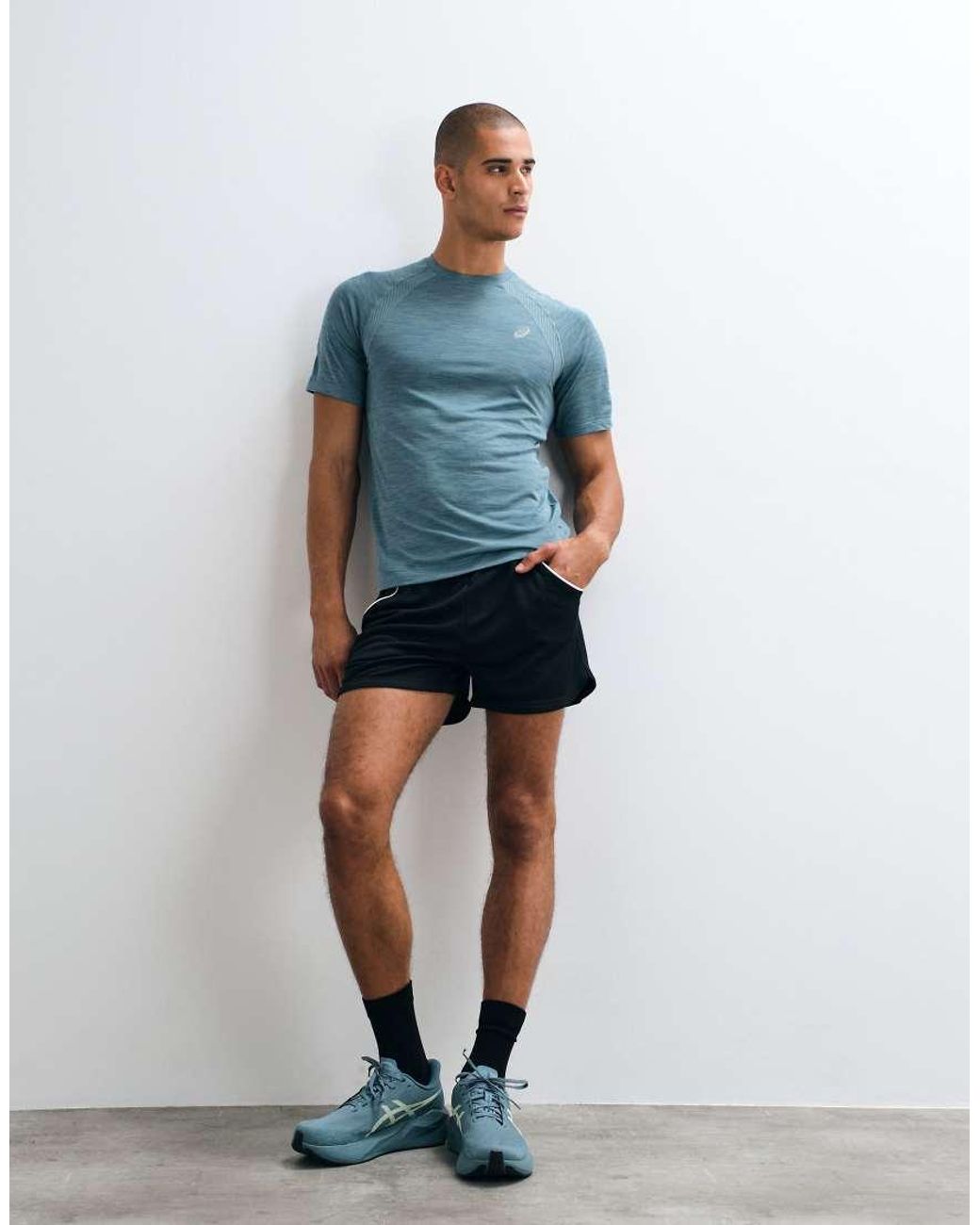 Asics Blue Short Sleeve Running T-shirt for men