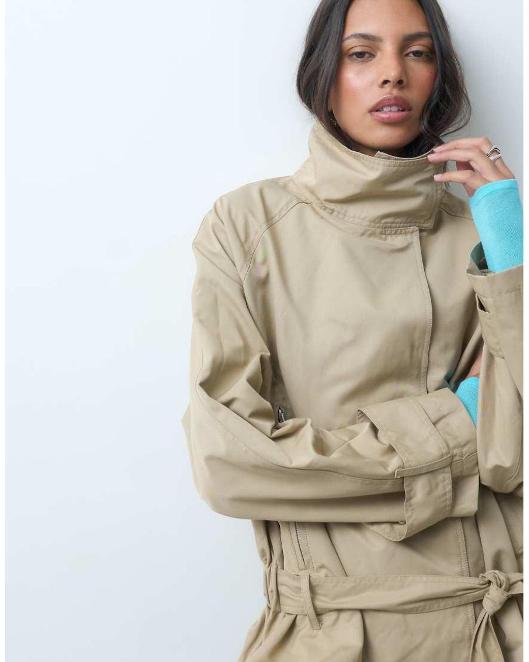 ASOS Natural Dropped Belt Mid Length Trench Coat