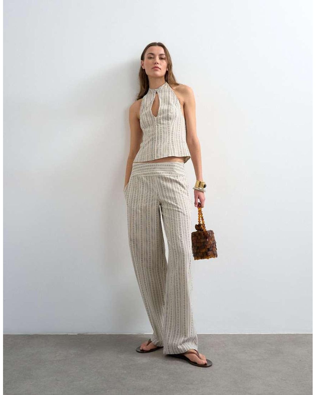 TOPSHOP Brown Halter With Key Hole Detail