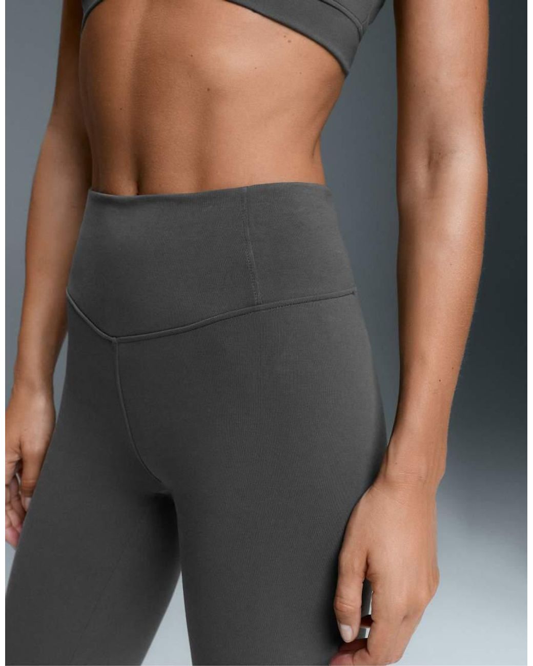 Oysho Gray Cotton Blend High-Rise Ankle-Length Leggings