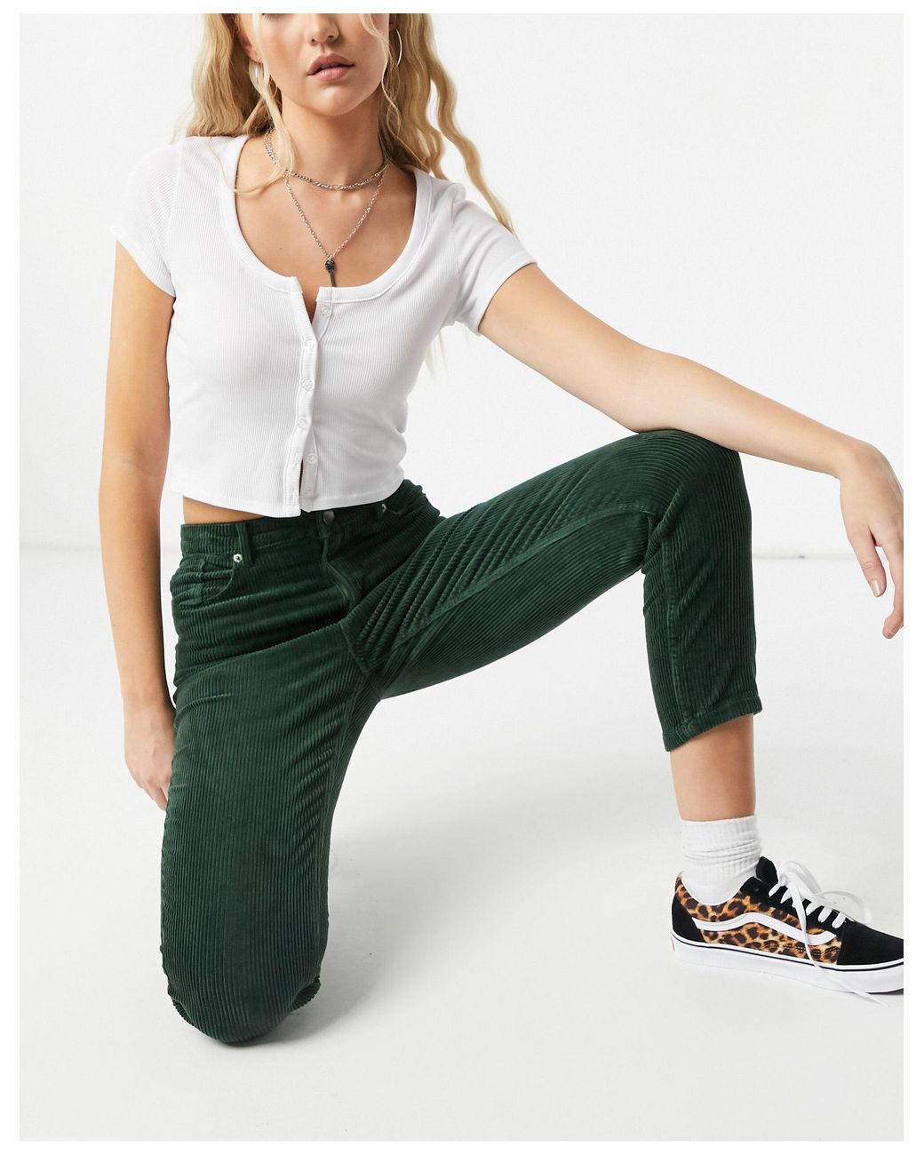 Monki Kimmy Cotton Cord Trousers in 