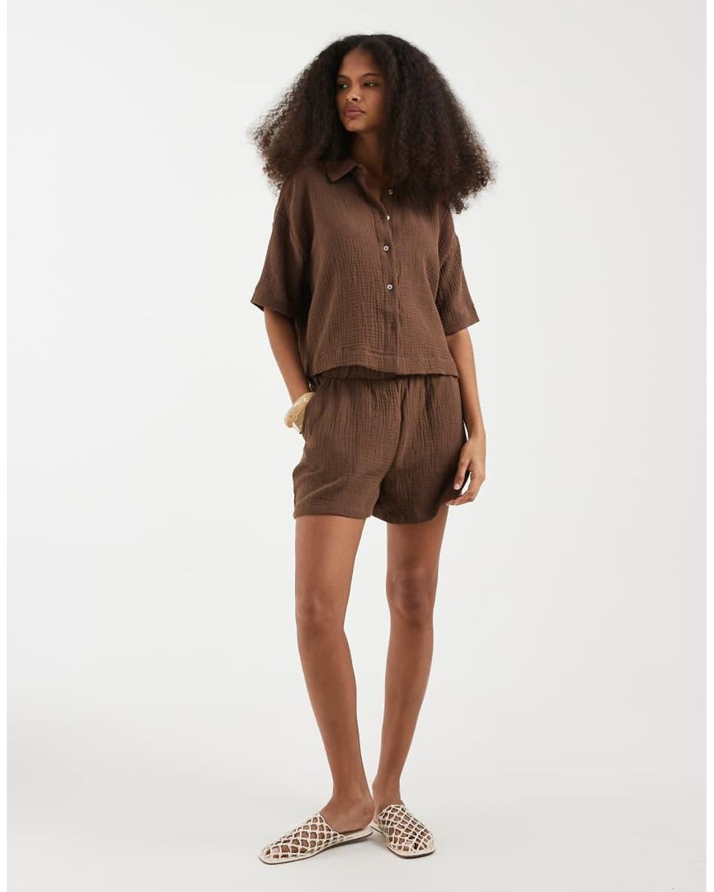 Camicia Squadrata di Vero Moda in Brown