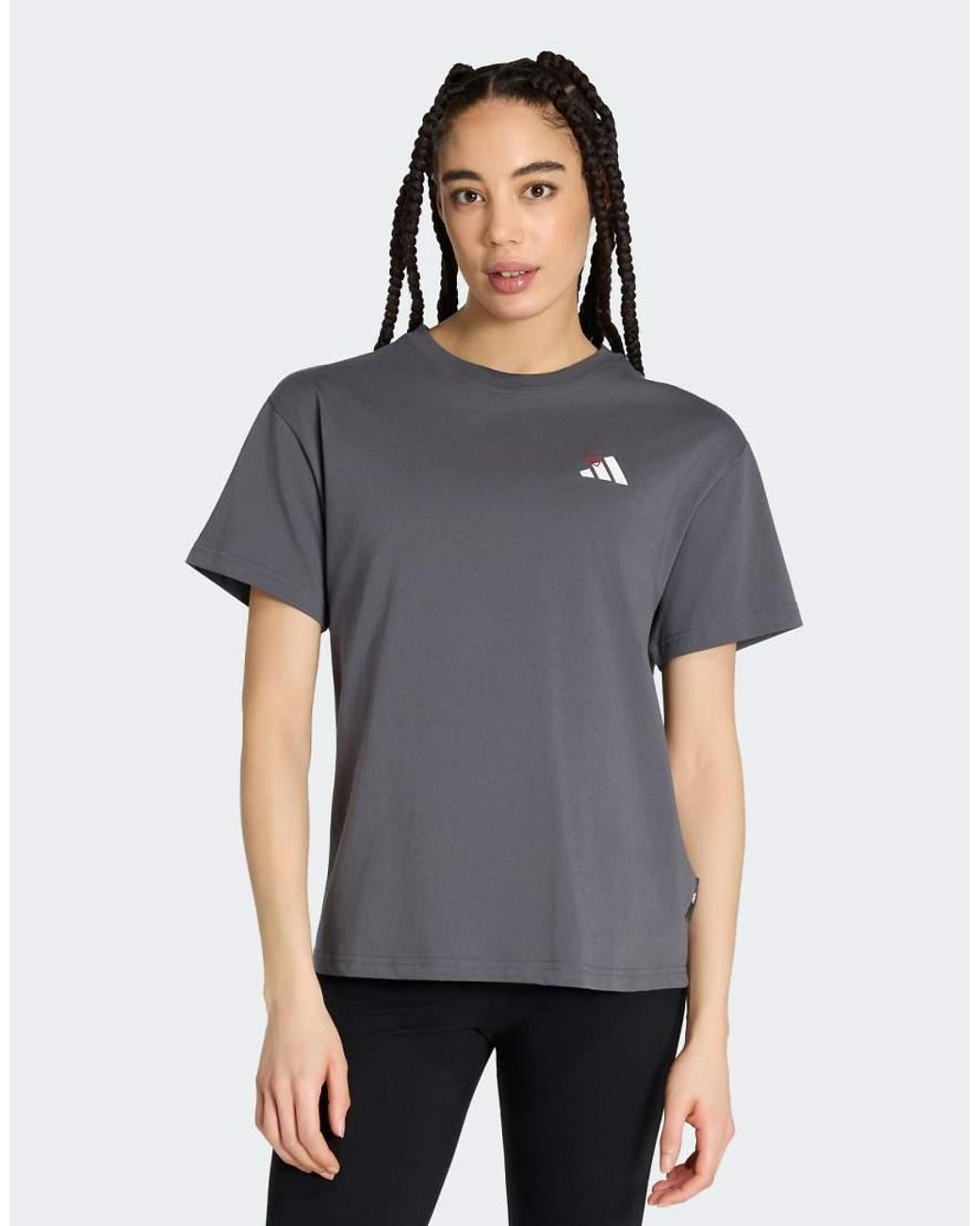 Adidas Originals Gray Embroidery Pack Loose Graphic T-shirt