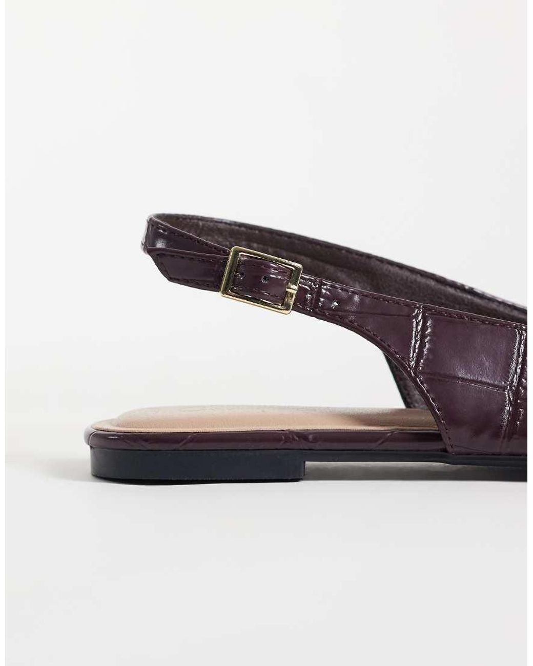 New Look White Faux Croc Pointed Toe Ballet Flat