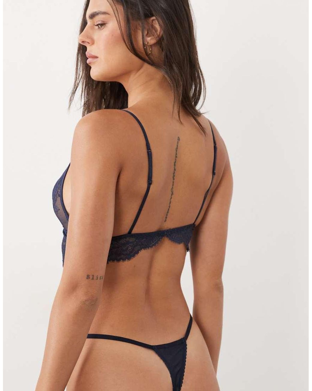 ASOS Blue Misha Fine Eyelash Lace Tanga Lingerie Thong