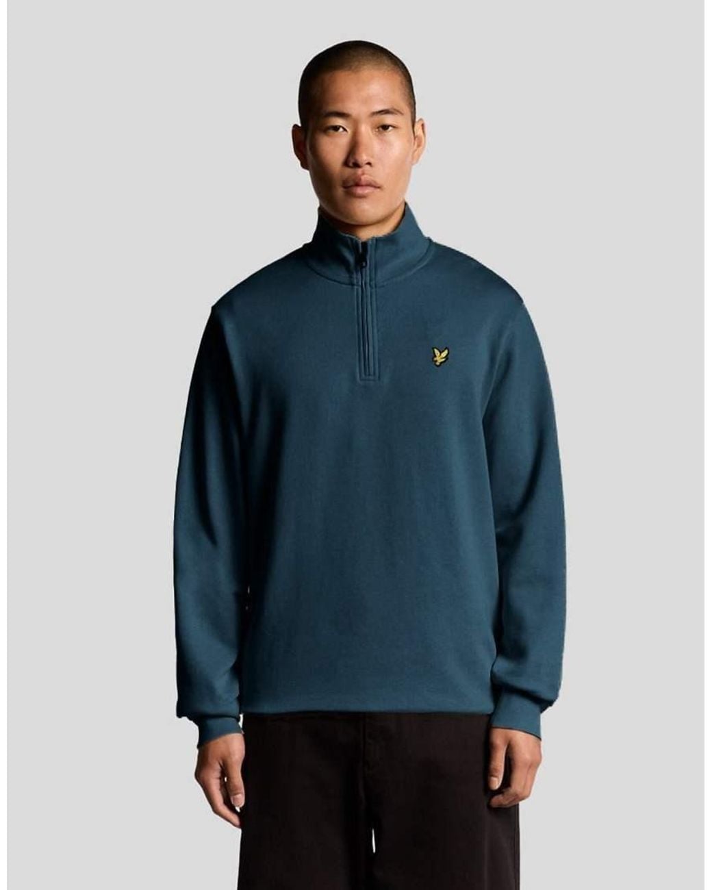 Lyle & Scott Blue Mid Layers Quarter Zip Pullover Sweatshirt for men