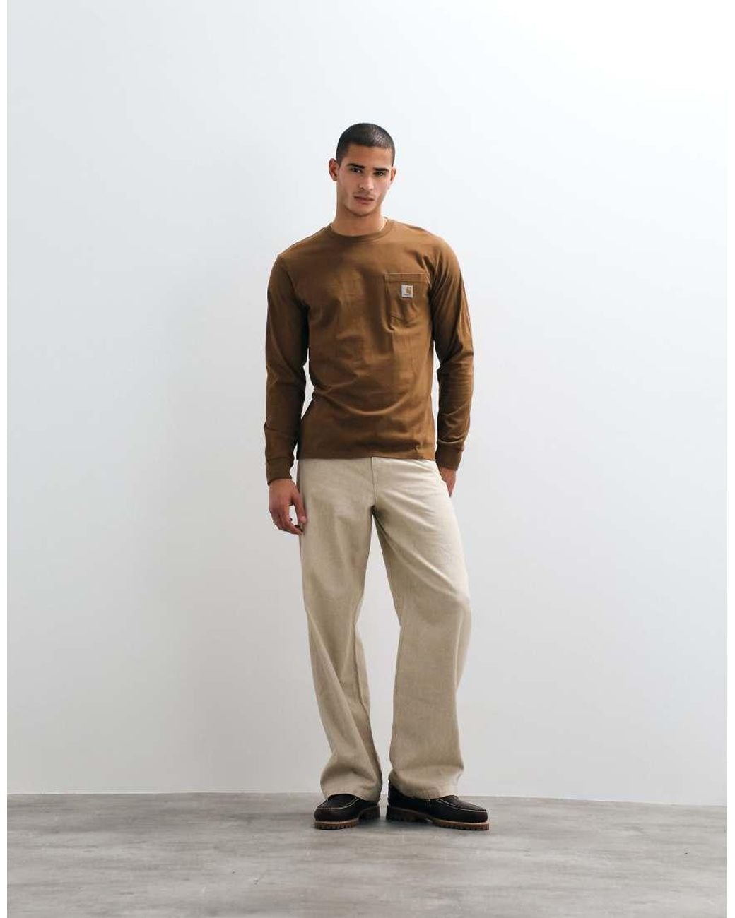 Carhartt Brown Pocket Long Sleeve T-shirt for men