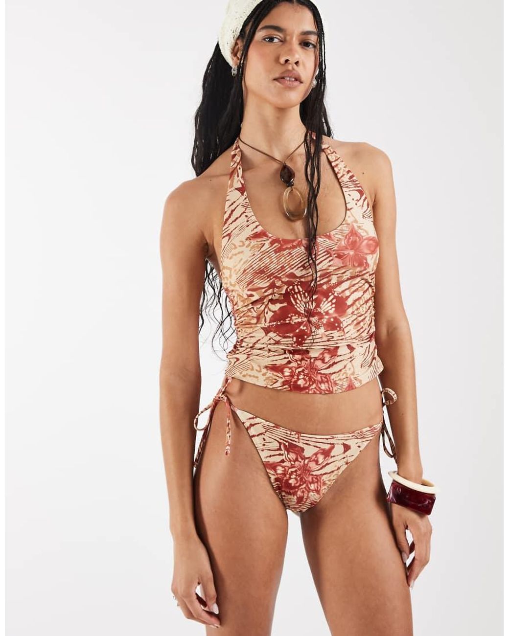 Reclaimed Vintage Brown Tie Side Bikini Bottom