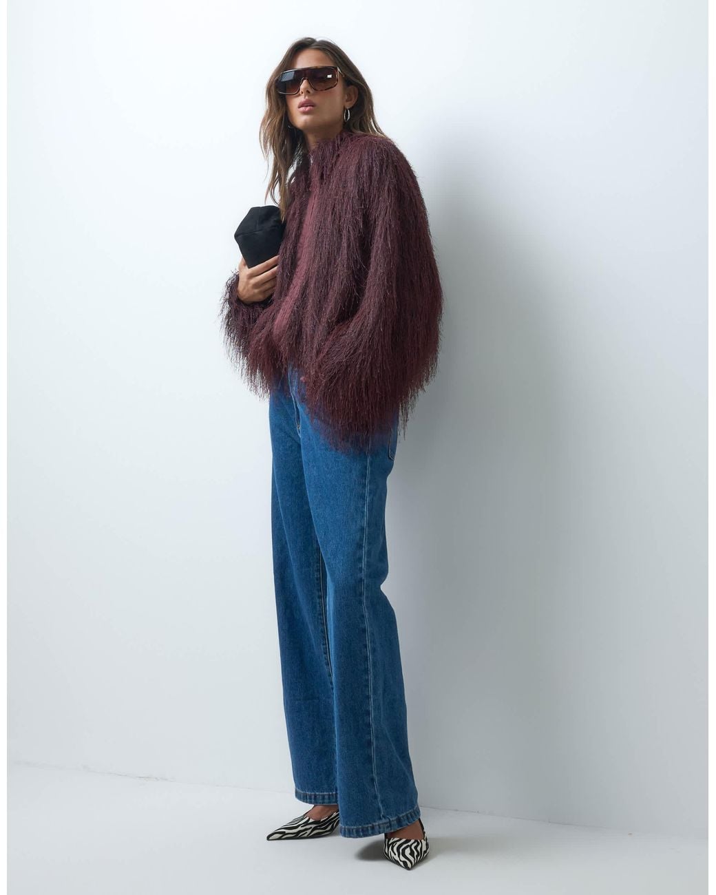 ASOS Purple Fluffy Bomber Jacket