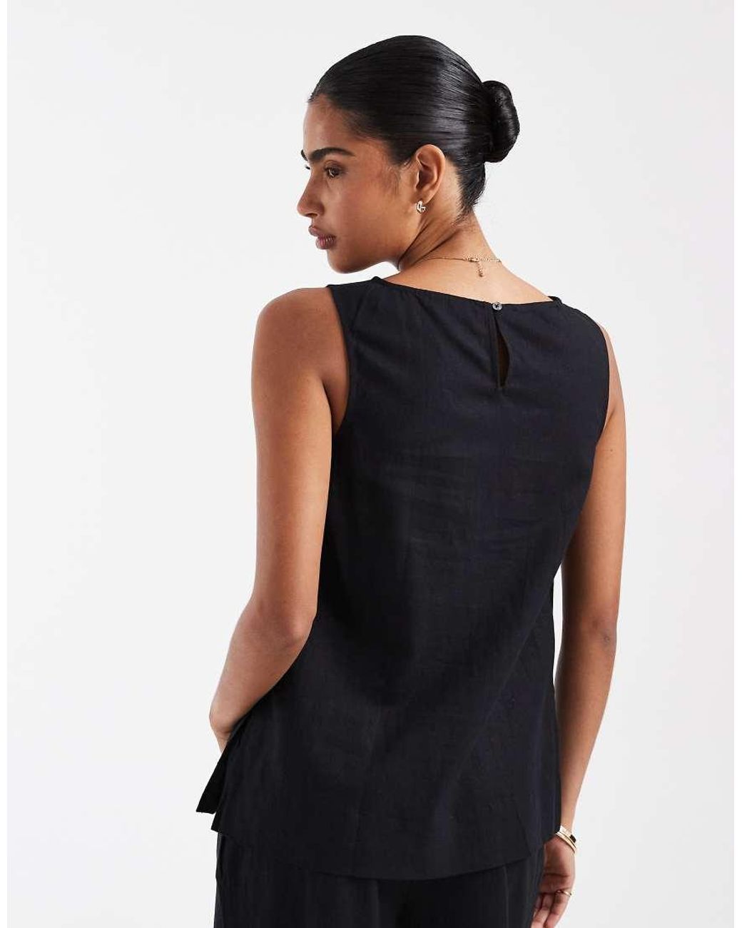 Gap Black Co-ord Vest Linen Mix Top