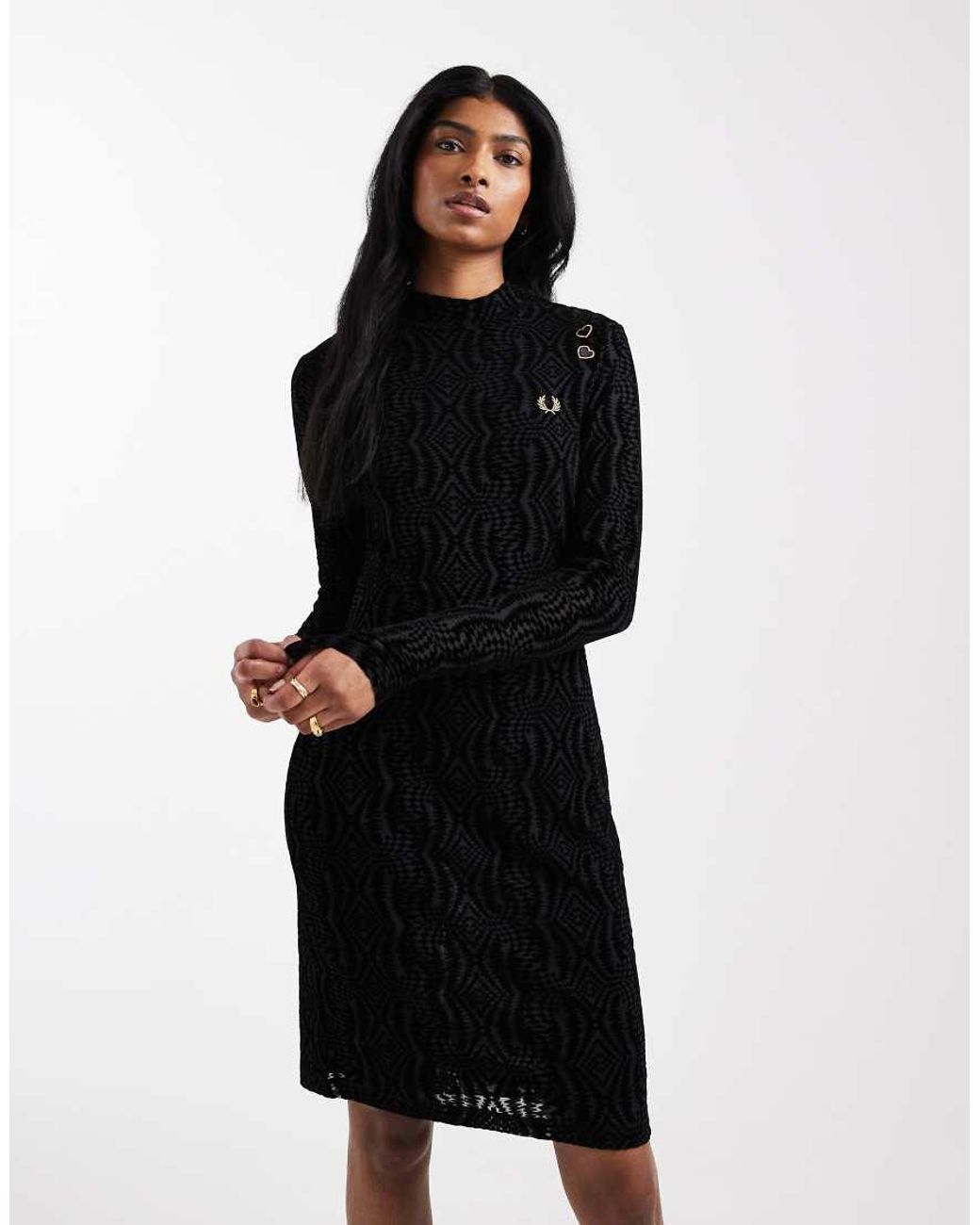 Fred Perry Black Mesh Dress