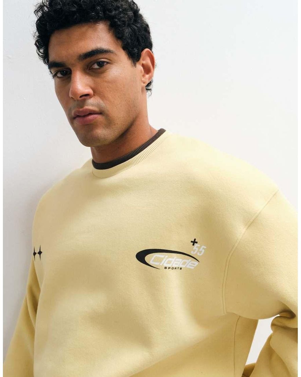 ASOS Natural Oversized Sweatshirt With Mock Double Layer for men