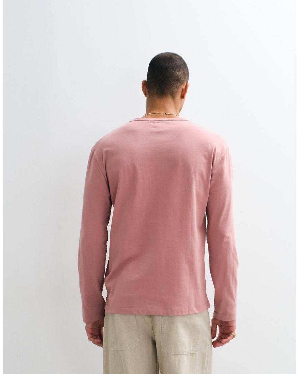 ASOS White Relaxed Long Sleeve Henley T-shirt for men